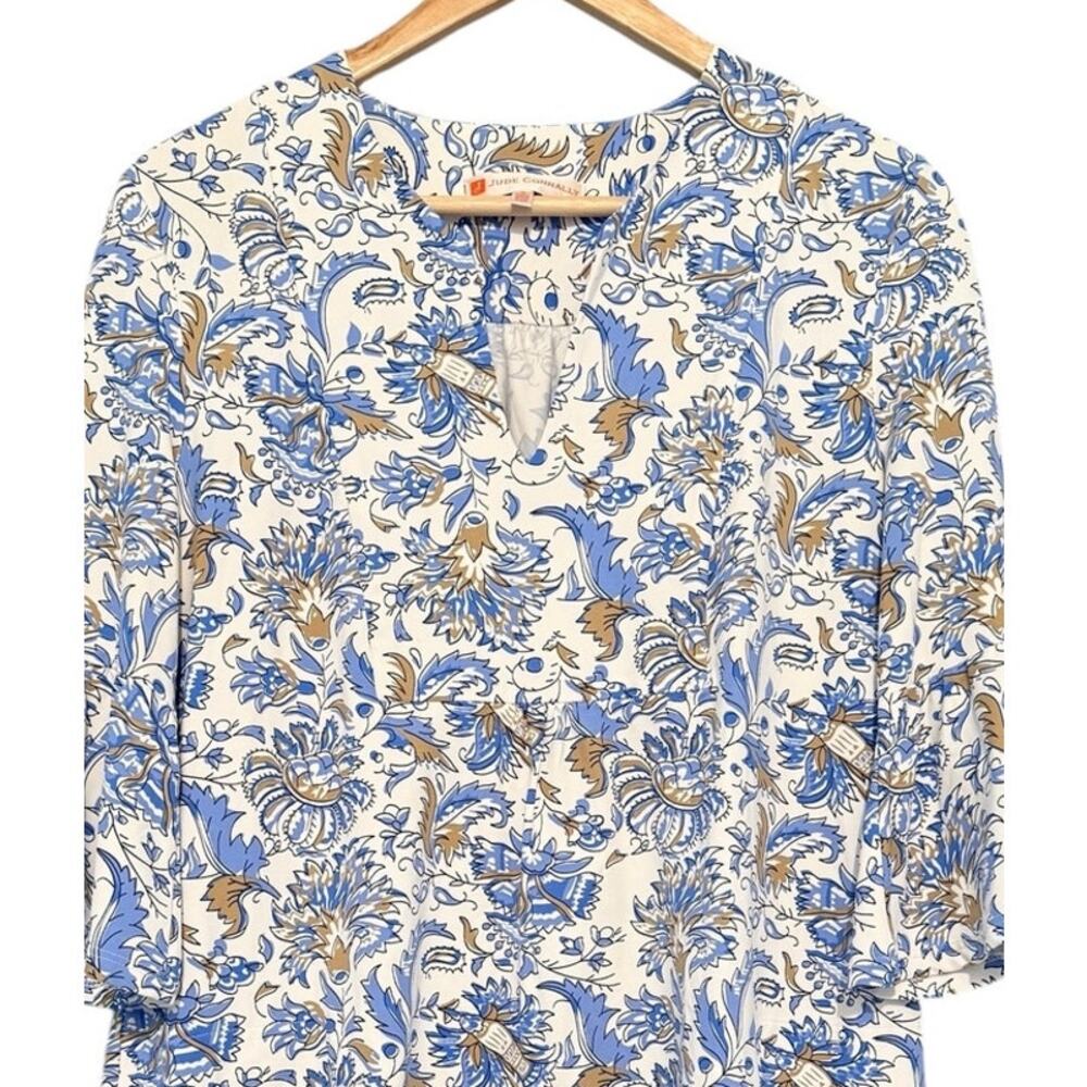 Jude Connally Small Blue White Floral Print Shift Tunic Dress Short Sleeve - Picture 4 of 7